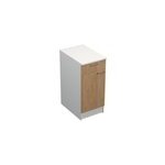 Meuble bas de cuisine 1 porte et 1 tiroir avec plan de travail primalight dcor chne l. 40 cm x h. 87, ...