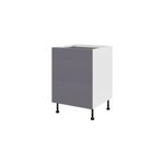 Meuble bas de cuisine avec 1 tiroir et 2 casseroliers goodhome stevia gris brillant l. 60 x h. 72 cm Meuble bas de cuisine avec 1 tiroir et 2 casseroliers goodhome stevia gris brillant l. 60 x h. 72 cm