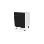 Meuble bas de cuisine avec 1 tiroir et 2 casseroliers goodhome stevia noir l. 60 x h. 72 cm Meuble bas de cuisine avec 1 tiroir et 2 casseroliers goodhome stevia noir l. 60 x h. 72 cm