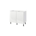 Meuble bas de cuisine avec 2 portes goodhome stevia blanc brillant l. 100 x h. 72 cm Meuble bas de cuisine avec 2 portes goodhome stevia blanc brillant l. 100 x h. 72 cm