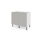 Meuble bas de cuisine avec 2 portes goodhome stevia gris mat l. 100 x h. 72 cm Meuble bas de cuisine avec 2 portes goodhome stevia gris mat l. 100 x h. 72 cm