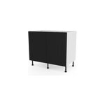 Meuble bas de cuisine avec 2 portes goodhome stevia noir l. 100 x h. 72 cm