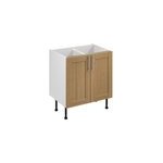 Meuble bas de cuisine avec 2 portes goodhome verbena chêne massif l. 80 x h. 72 cm Meuble bas de cuisine avec 2 portes goodhome verbena chêne massif l. 80 x h. 72 cm