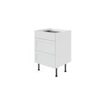 Meuble bas de cuisine avec 3 tiroirs goodhome ash gris mat et blanc l. 60 x h. 72 cm