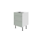 Meuble bas de cuisine avec 3 tiroirs goodhome ash vert sauge et blanc l. 60 x h. 72 cm