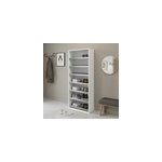 Meuble chaussures ouvert blanc 7 �tag�res goodhome atomia h. 187, 5 x l. 75 x p. 35 cm