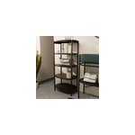 Meuble colonne de salle de bains 5 niveaux en mtal noir mat l. 55 x h. 116 x p. 37, 5 cm, homesight ...