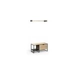 Meuble d'entr�e en m�tal noir et bois 1 penderie 1 banc de rangement l. 100 cm homesight wilko