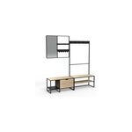 Meuble d'entre en mtal noir et bois 5 patres banc et miroir l. 180 cm homesight wilko