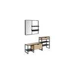 Meuble d'entre en mtal noir et bois 5 patres et range chaussures l. 150 cm homesight wilko