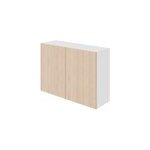 Meuble haut de cuisine avec 2 portes goodhome chia effet chne clair et blanc l. 100 x h. 72 cm