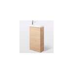 Meuble lave mains � poser effet ch�ne l. 44 cm imandra + plan vasque blanc r�sine beni, goodhome