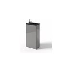Meuble lave - mains � poser gris brillant l. 44 cm imandra + plan vasque effet marbre noir, goodhome
