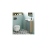 Meuble lave mains suspendu vert toundra + plan vasque l. 46 x h. 69 x p. 23 cm, ouverture  droite, decotec ...