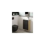 Meuble lave mains suspendu noir mat + plan vasque l. 46 x h. 69 x p. 23 cm, ouverture  gauche, decotec ...