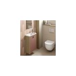Meuble lave mains suspendu tarracotta mat + plan vasque l. 46 x h. 69 x p. 23 cm, ouverture à gauche, ... Meuble lave mains suspendu tarracotta mat + plan vasque l. 46 x h. 69 x p. 23 cm, ouverture à gauche, ...