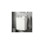 Meuble lave mains suspendu blanc brillant l. 44 cm imandra + plan vasque blanc r�sine beni, goodhome