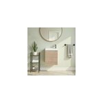 Meuble lave mains suspendu effet ch�ne l. 44 cm imandra + plan vasque blanc r�sine beni, goodhome
