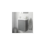 Meuble lave mains suspendu gris brillant l. 44 cm imandra + plan vasque blanc r�sine beni, goodhome