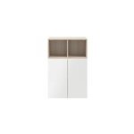 Meuble de rangement effet ch�ne portes battantes blanches goodhome atomia h. 112, 5 x l. 75 x p. 37 cm ...