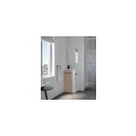 Meuble rectangle tout en un compact h. 84 x l. 44 cm, blanc mat, porte d�cor bois, nova