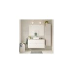 Meuble de salle de bains kentia l. 120 cm blanc mat avec plan de toilette cad�lia effet granit gris