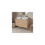 Meuble de salle de bains kentia l. 120 cm effet ch�ne avec plan de toilette cad�lia effet granit gris ...