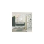 Meuble de salle de bains kentia l. 120 cm vert fort avec plan de toilette cadlia effet marbre blanc ...