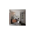 Meuble de salle de bains kentia l. 80 cm effet noyer avec plan de toilette cadlia effet marbre noir