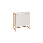 Meuble sous lavabo  poser 2 portes, blanc et bambou, 5five naturo