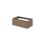 Meuble sous vasque l. 80 x h. 30 x p. 45 cm, effet noyer, 1 tiroir avec poign�e int�gr�e, kentia