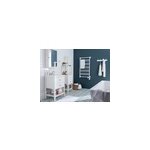 Meuble sous vasque � poser 2 tiroirs 1 niche blanc mat l. 60 cm perma + plan vasque c�ramique blanc lana, ...