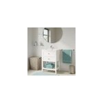 Meuble sous vasque � poser 2 tiroirs 1 niche blanc mat l. 60 cm perma + plan vasque nira, goodhome