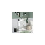 Meuble sous vasque � poser 2 tiroirs 1 niche blanc mat l. 60 cm + plan de toilette, goodhome perma