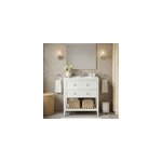 Meuble sous vasque � poser 2 tiroirs 1 niche blanc mat l. 80 cm perma + plan vasque lana, goodhome