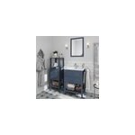 Meuble sous vasque � poser 2 tiroirs 1 niche bleu mat l. 60 cm perma + plan vasque lana, goodhome