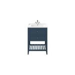 Meuble sous vasque � poser 2 tiroirs 1 niche bleu mat l. 60 cm perma + plan vasque nira, goodhome