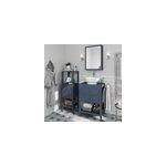 Meuble sous vasque � poser 2 tiroirs 1 niche bleu mat l. 60 cm + plan de toilette, goodhome perma