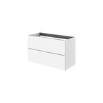 Meuble sous vasque 2 tiroirs sans poign�es l. 100 x h. 60 x p. 45 cm blanc mat kentia