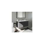 Meuble sous vasque 2 tiroirs sans poign�es l. 120 x h. 60 x p. 45 cm noir mat kentia