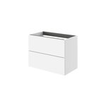 Meuble sous vasque l. 80 x h. 60 x p. 45 cm, blanc mat, 2 tiroirs sans poign�es, kentia