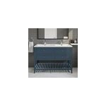 Meuble sous vasque � poser 4 tiroirs 1 niche bleu mat l. 120 cm perma + plan double vasque nira, goodhome ...