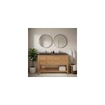 Meuble sous vasque � poser 4 tiroirs 1 niche placage ch�ne l. 120 cm perma + plan double vasque noir ...