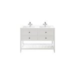 Meuble sous vasque � poser 4 tiroirs 1 niche blanc mat l. 120 cm perma + plan double vasque nira, goodhome ...