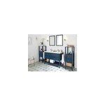 Meuble sous vasque  poser 4 tiroirs 1 niche bleu mat l. 120 cm perma + plan double vasque lana, goodhome ...