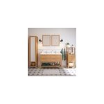 Meuble sous vasque  poser 4 tiroirs 1 niche placage chne l. 120 cm perma + plan double vasque cramique ...