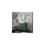 Meuble sous vasque � poser l. 80 cm vert + plan de toilette effet marbre blanc cad�lia, goodhome perma ...