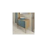 Meuble sous vasque suspendu l. 90 x h. 50 x p. 50 cm, vert toundra mat, 2 tiroirs, decotec havana