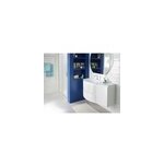Meuble sous vasque blanc vague 104 cm + complment droit + plan vasque en verre