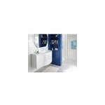Meuble sous vasque blanc vague 104 cm + complment gauche + plan vasque en verre